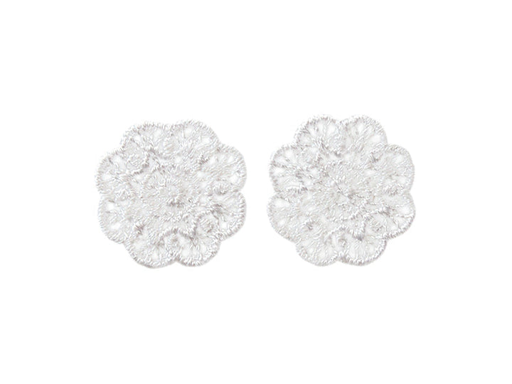 Applikationen - Fashion and Home - aufbügelbar Häkelrosetten weiß 2x2 cm 2 Stück