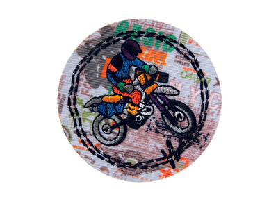 Applications - Kids and Hits - iron-on Cross Moped Driver approx. 6.5x6.5 cm colored