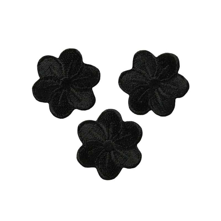 Applikationen - Fashion and Home - aufbügelbar Blumen schwarz 3x2,3 cm 3 Stück