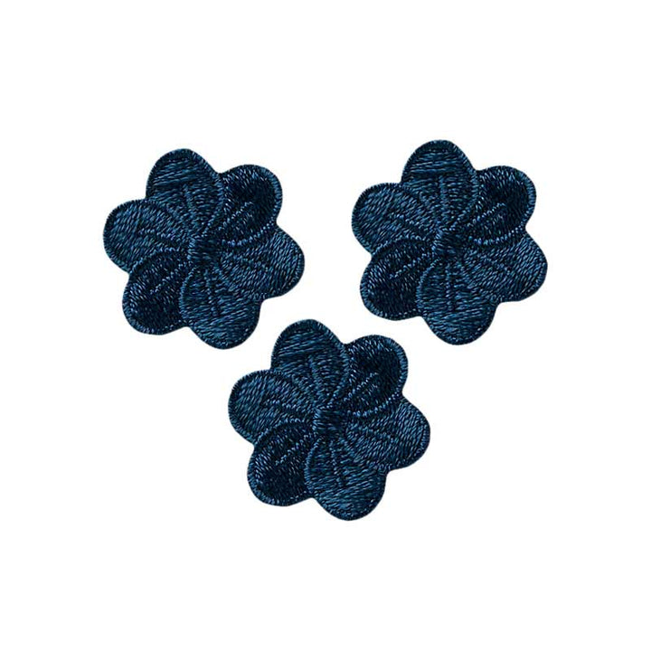 Applikationen - Fashion and Home - aufbügelbar Blumen dunkelblau 3x2,3 cm 3 Stück