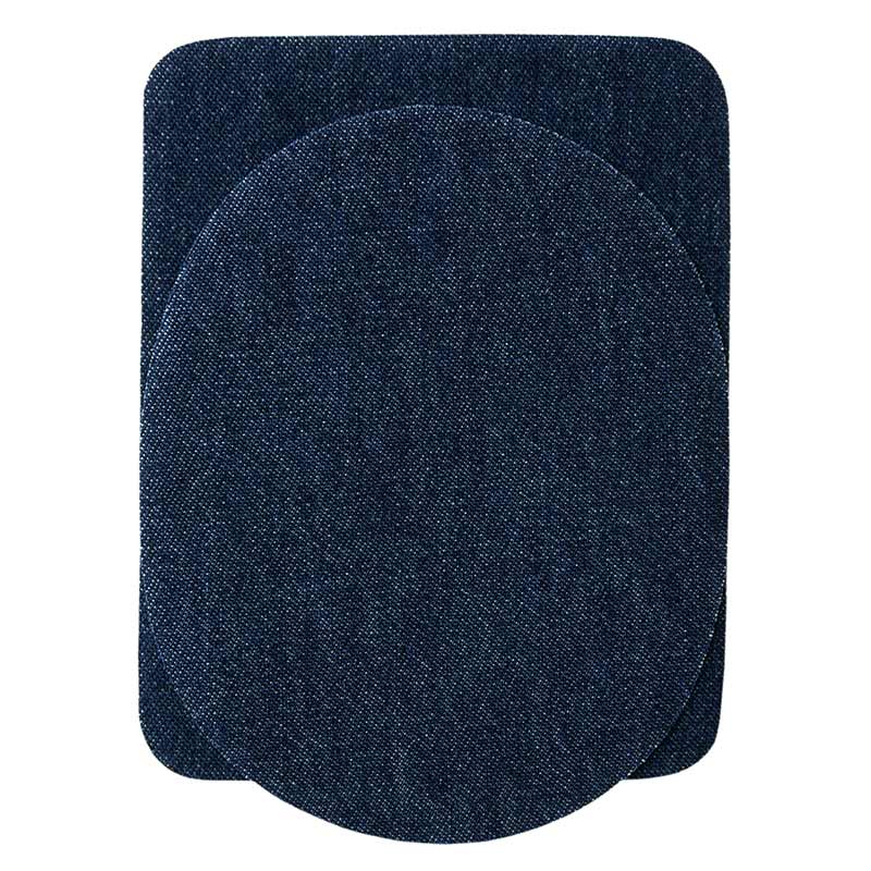 Jeans patch oval/rectangle for ironing approx. 9.5x11.5 cm denim blue 4 pieces