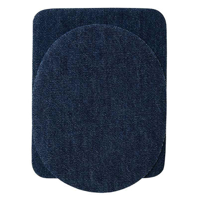 Jeans patch oval/rectangle for ironing approx. 9.5x11.5 cm denim blue 4 pieces