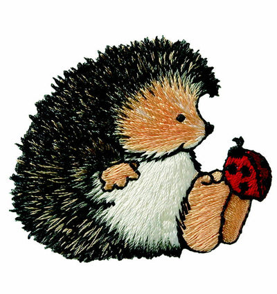Appliques - Kids and Hits - iron-on Margaret Sherry hedgehog with beetle approx. 4.0x4.0 cm colored