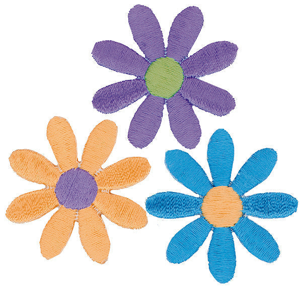 Applikationen - Kids and Hits - aufbügelbar bunte Blüten sort. ca. 3,5x3,5 cm farbig 3 St