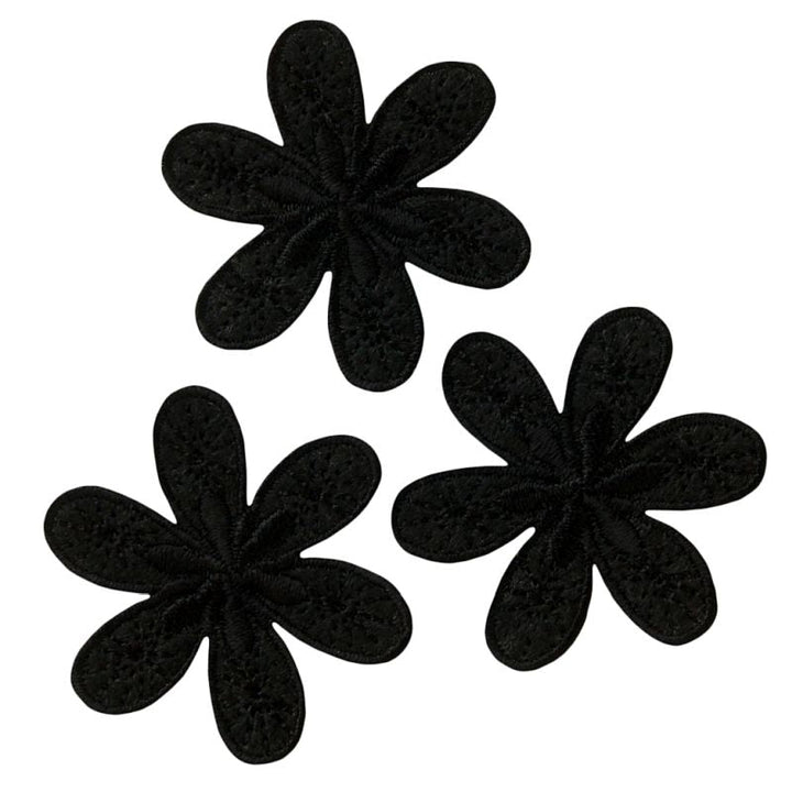 Appliques - Fashion and Home - iron-on flowers black 3 pieces