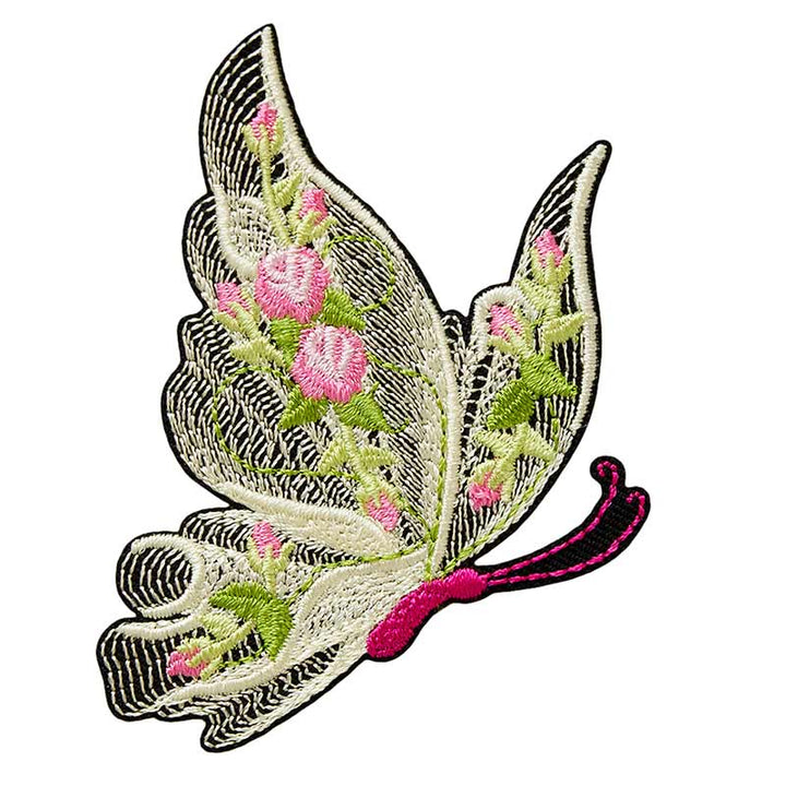 Applikationen - Fashion and Home - aufbügelbar Schmetterling m. Rosen