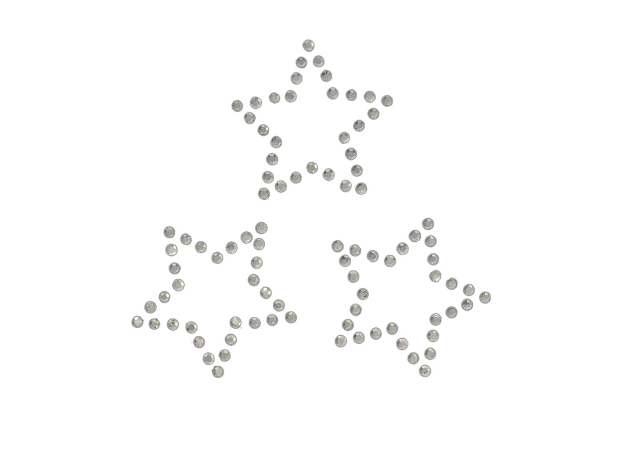 Applications - Fashion and Home - iron-on stars, rhinestones approx. 3.0 x 3.0 cm colored 3 pieces