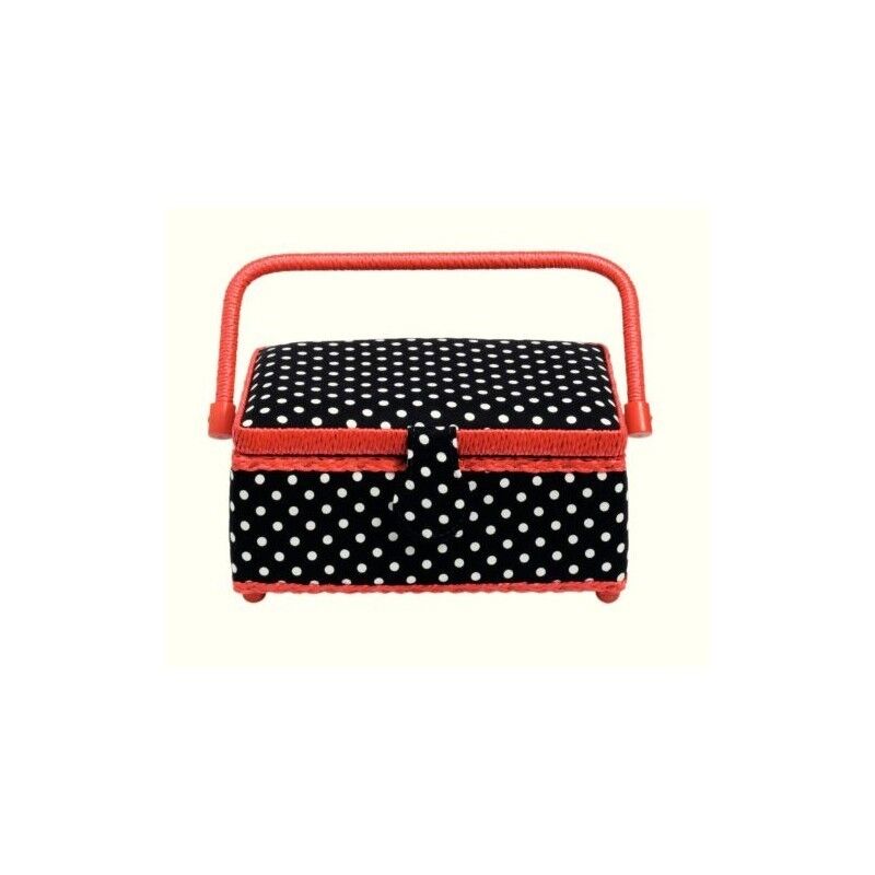 Корзина для шитья S Polka Dots ок. 24x16x11 см, черная/белая.