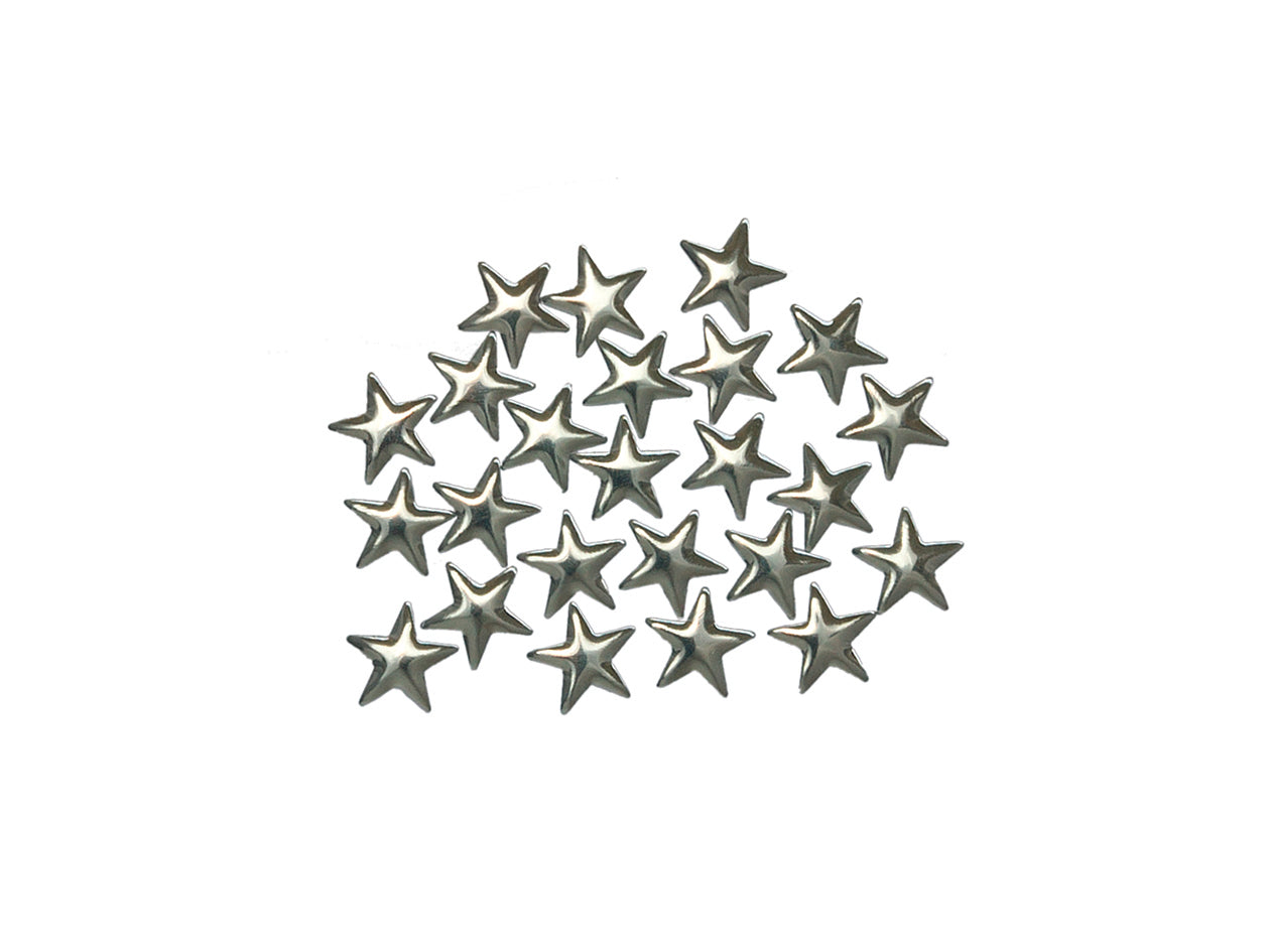 Bügelnieten Stern 1,0 cm silber 24 Stück