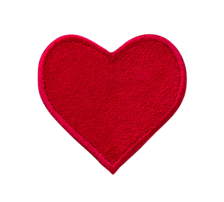 Appliques - Kids and Hits - iron-on heart, velour approx. 5.0x5.0 cm red