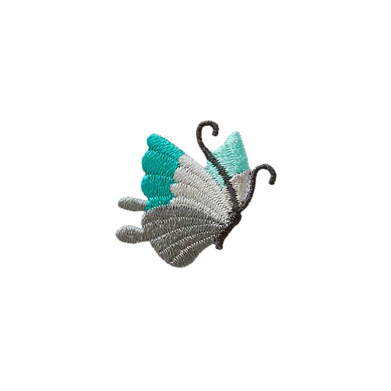 Applique butterfly, grey/turquoise
