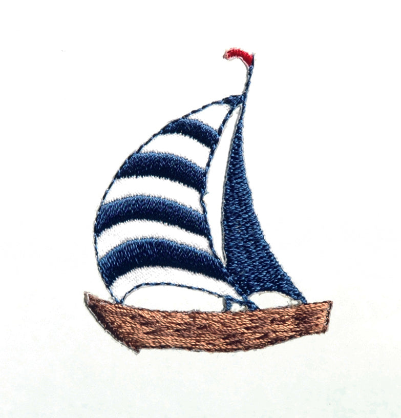 Applikationen - Kids and Hits - aufbügelbar Segelboot ca. 3,0x4,5 cm farbig