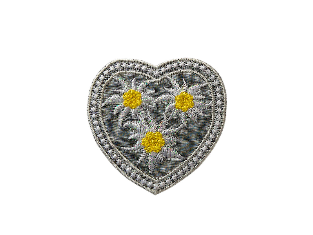 Аппликации - традиционные мотивы - сердечко с эдельвейсом ок. 5,0х5,5 см цветное.