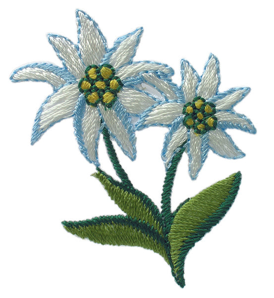 Applikationen - Trachtenmotive - aufbügelbar Edelweiss am Stiel ca. 3,0x5,0 cm farbig