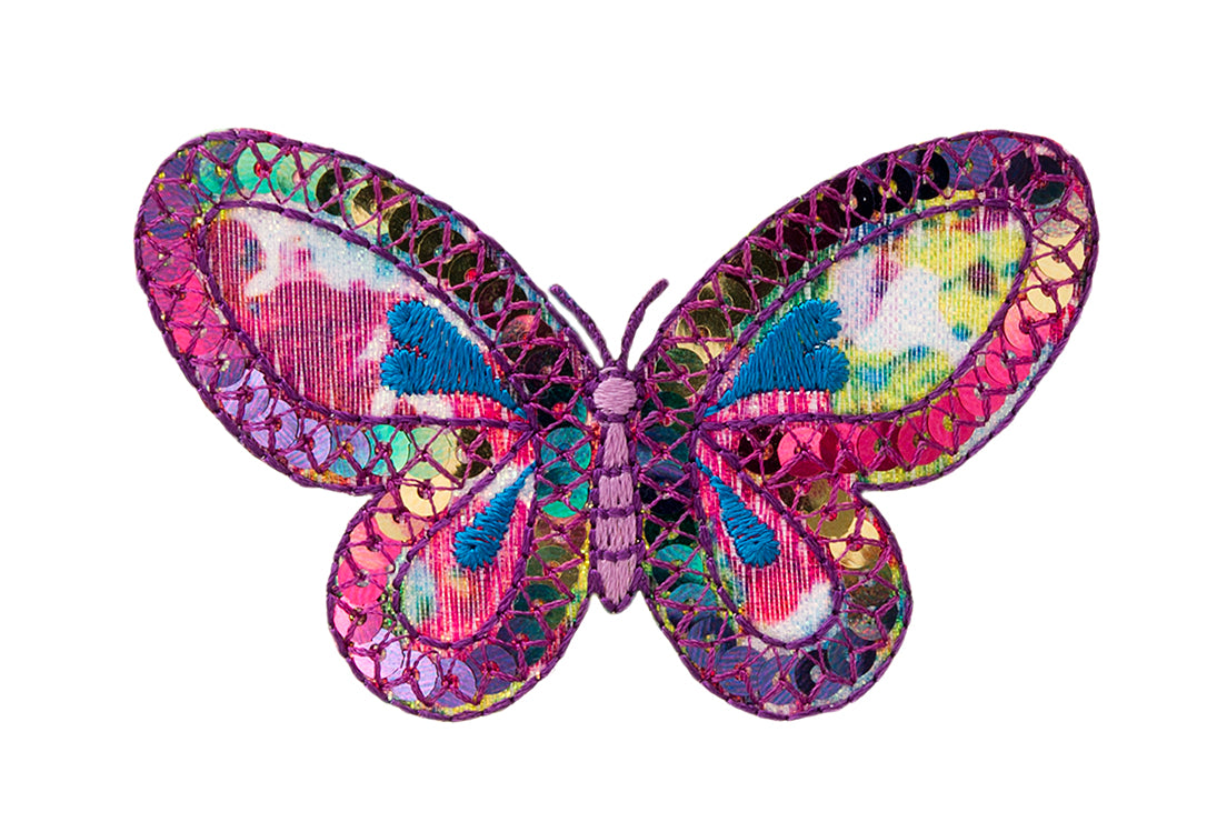 Applikationen - Fashion and Home - aufbügelbar Schmetterling, Pailletten ca. 4,5x7,0 cm pink