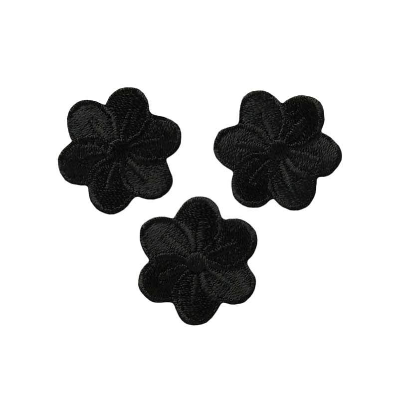Applikationen - Fashion and Home - aufbügelbar Blumen schwarz 3x2,3 cm 3 Stück