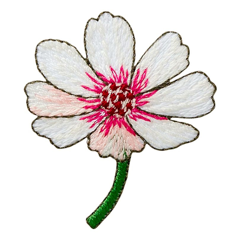 Applikation Blume mit Stiel weiß