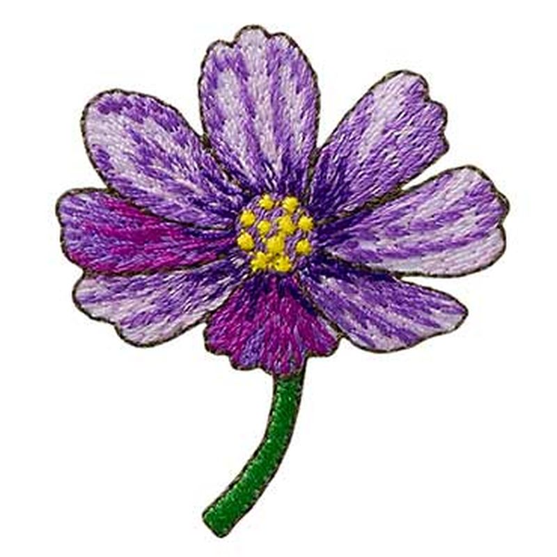 Applikation Blume mit Stiel lila
