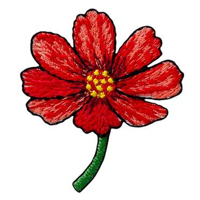 Applikation Blume mit Stiel rot