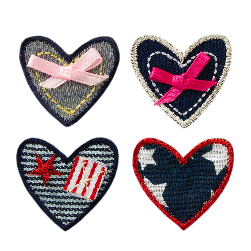 Applikationen - Kids and Hits - aufbügelbar 4 Herzen blau 4 St