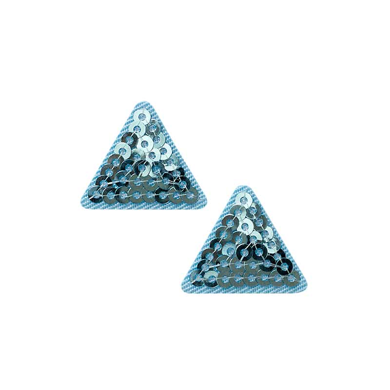 Applikation Dreiecke Pailletten blau