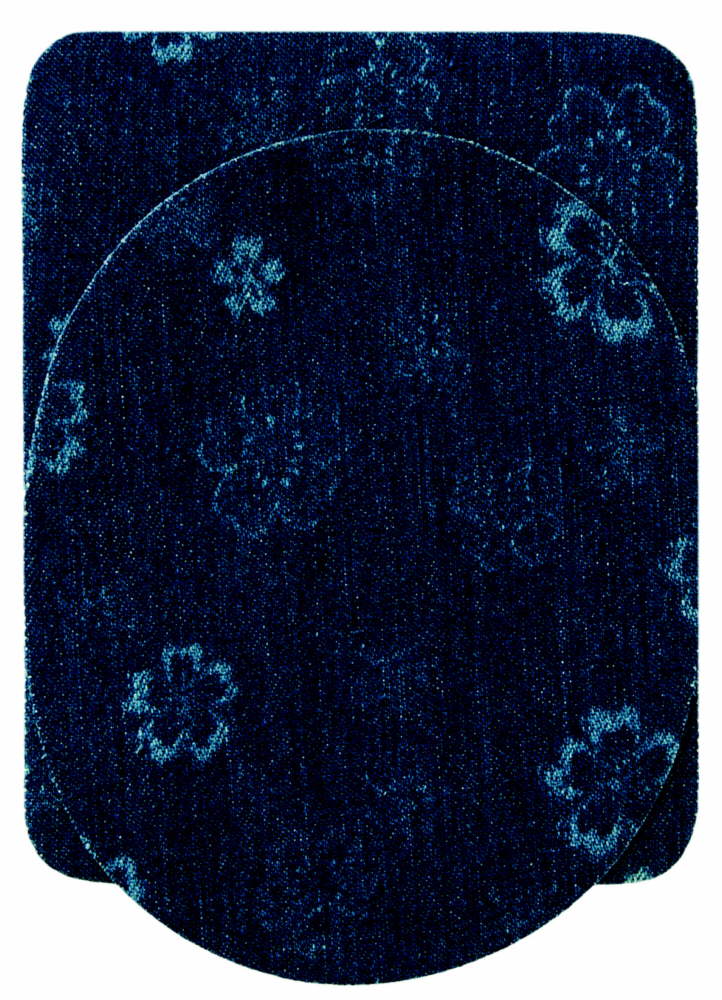 Flickstoff Jeans Blumen oval/Rechteck zum Aufbügeln ca. 9,5x11,5 cm blau 4 Stück