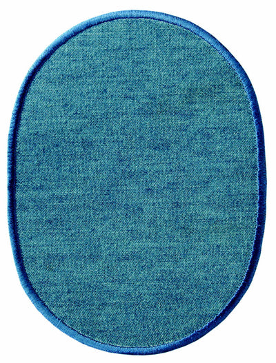 Patches Jeans oval to iron on approx. 9.5x12.0 cm light 2 pieces
