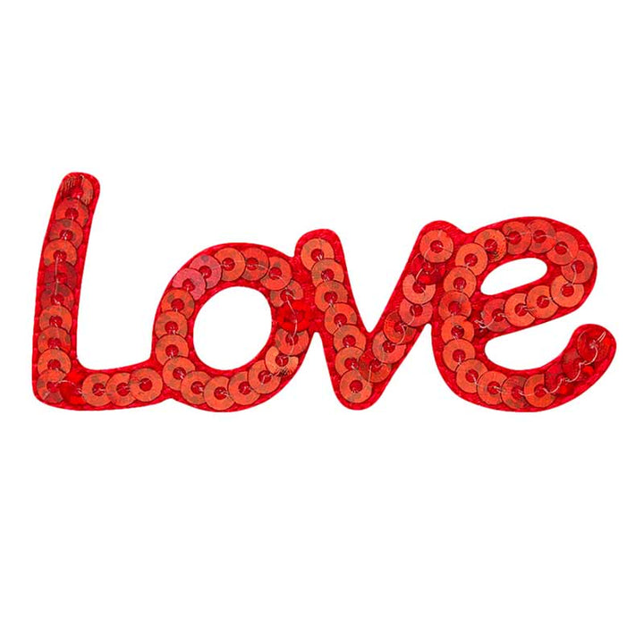 Applikationen - Fashion and Home - aufbügelbar LOVE rot Pailletten 1 St