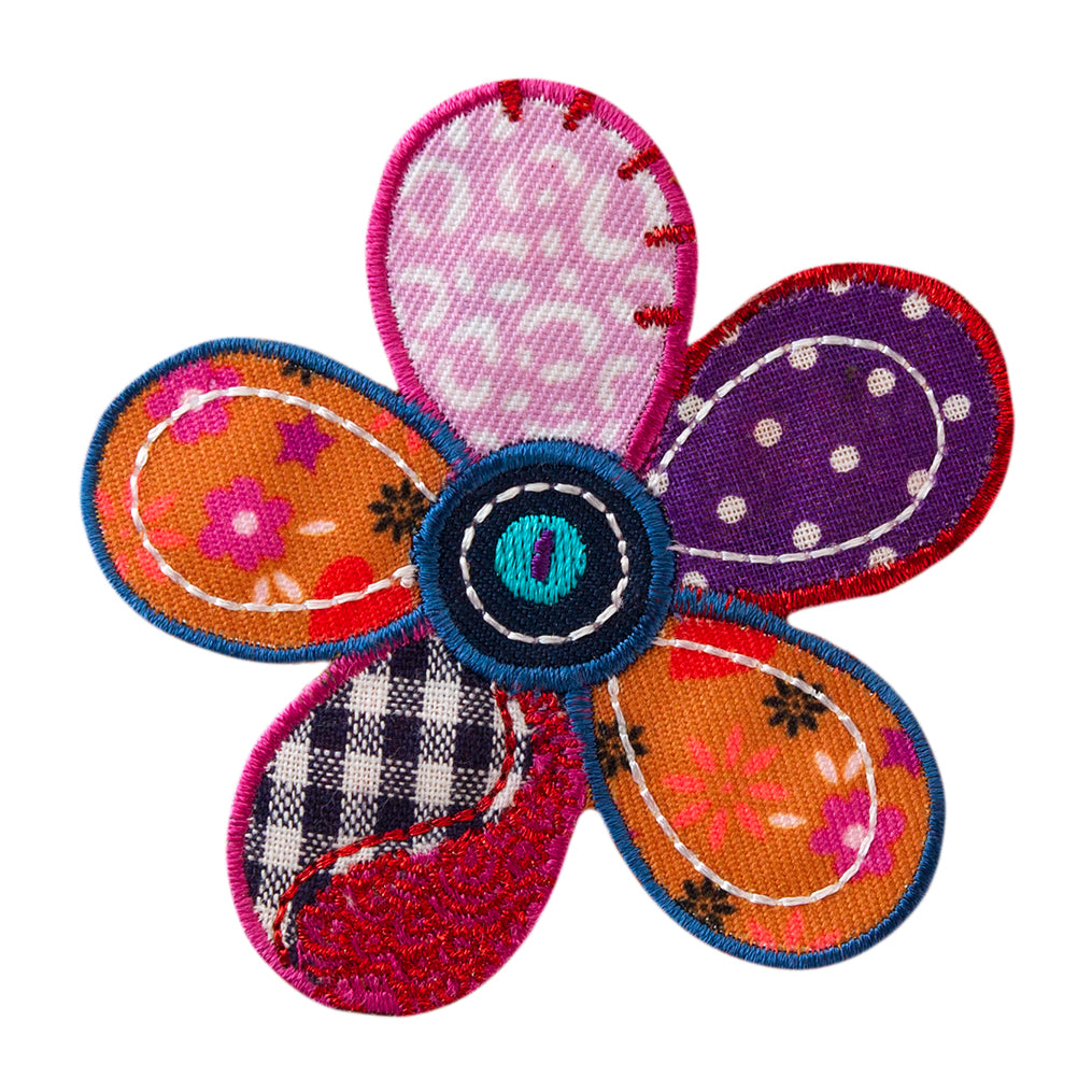 Applikationen - Kids and Hits - aufbügelbar Blume, Patchwork farbig