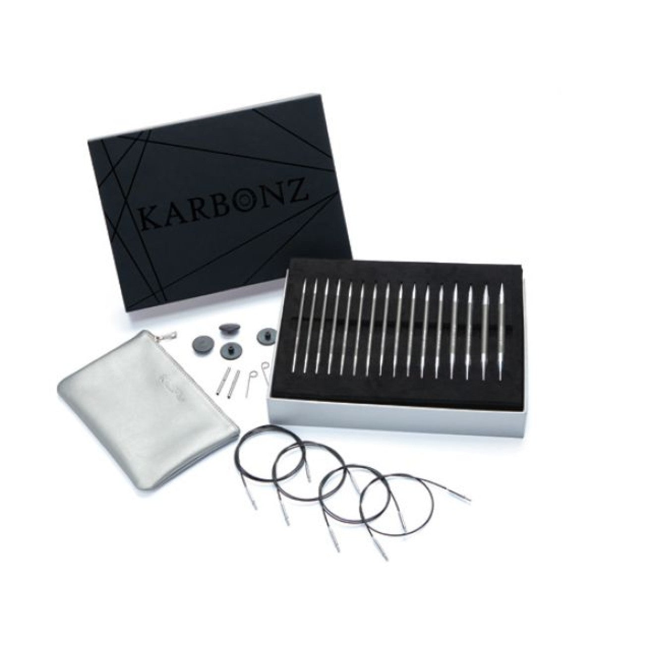 Nadelset Deluxe auswechselbare Nadelspitzen Karbonz Box of Joy, 8 Paar 3,5 - 8,0 mm