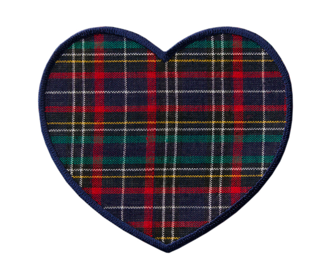 Applikationen - Kids and Hits - aufbügelbar Herzflicken Karo ca. 8,0x9,0 cm blau 2 St