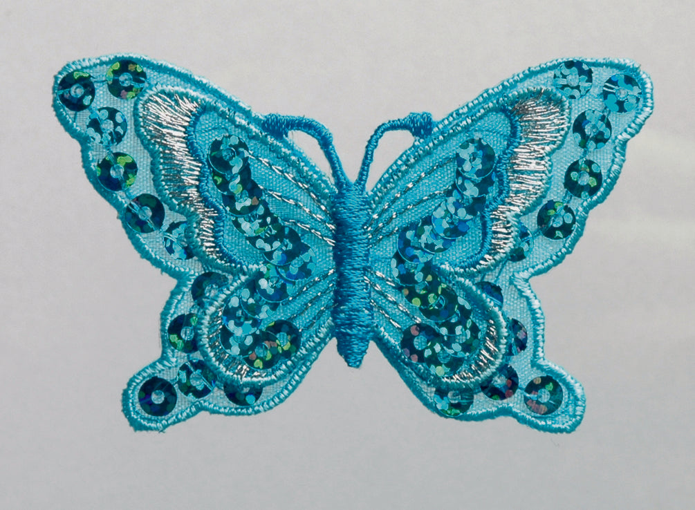 Applikationen - Fashion and Home - aufbügelbar Schmetterling ca. 3,0x5,0 cm türkis