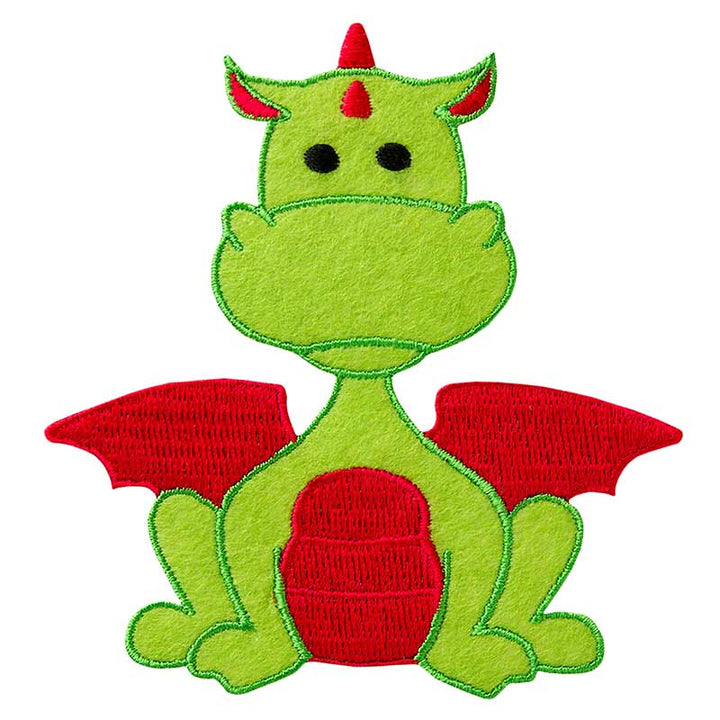 Applikationen - Fashion and Home - aufbügelbar Drache rot/grün 8,8x9,3 cm 1 Stück