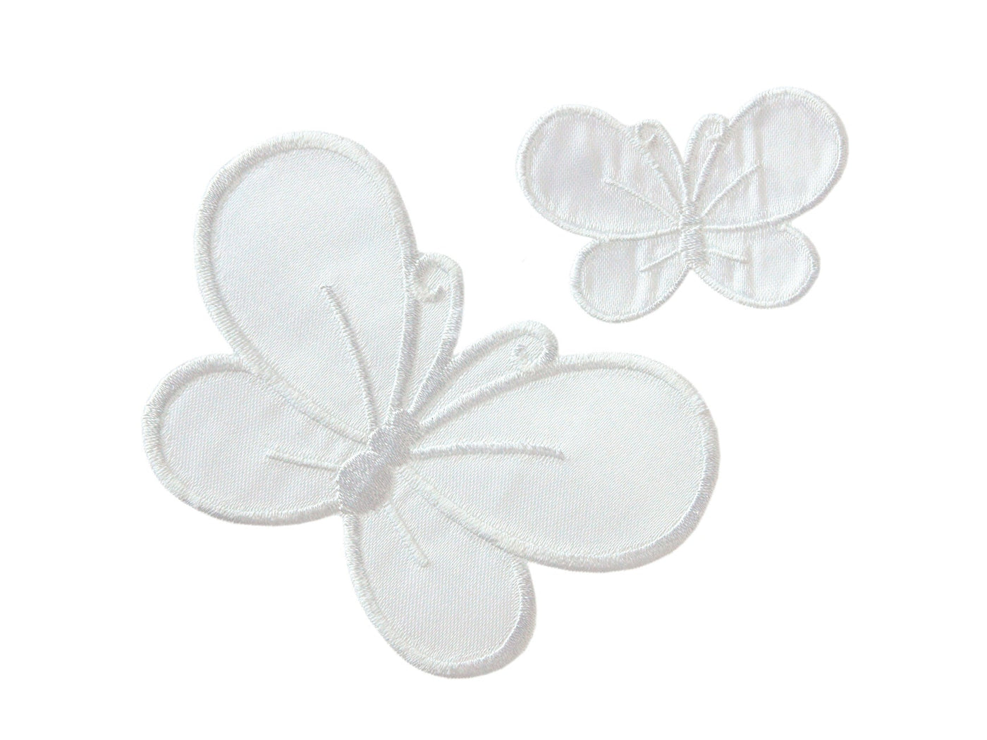 Applikationen - Kids and Hits - aufbügelbar Schmetterlinge, Satin ca. 4,0x9,0 cm weiß