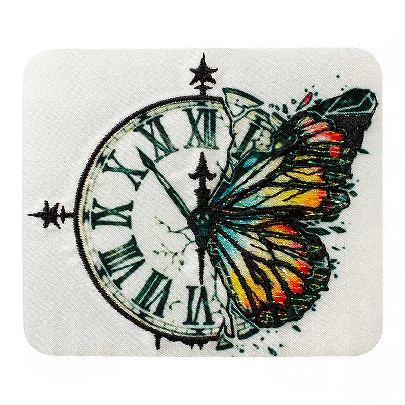 Applikation Schmetterling mit Uhr