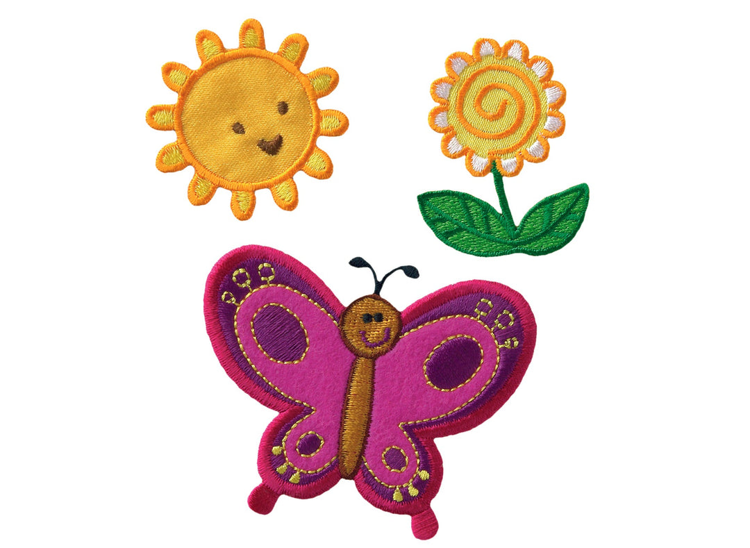 Applikationen - Kids and Hits - aufbügelbar Create Sommerwiese ca. 3,0x3,0 cm farbig 3 St