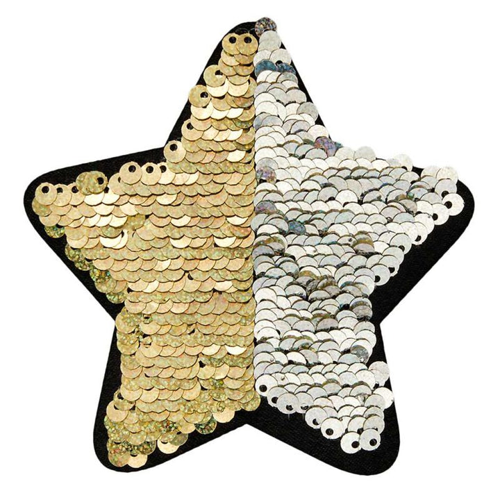Applikationen - Fashion and Home - aufbügelbar Wendepailletten Stern gold/silber 1 St