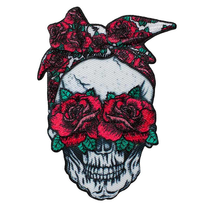 Applikationen - Teens and Jeans - aufbügelbar Totenkopf Rosen türkis 1 St