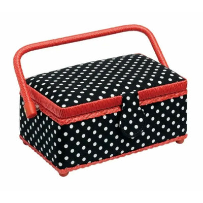 Корзина для шитья S Polka Dots ок. 24x16x11 см, черная/белая.