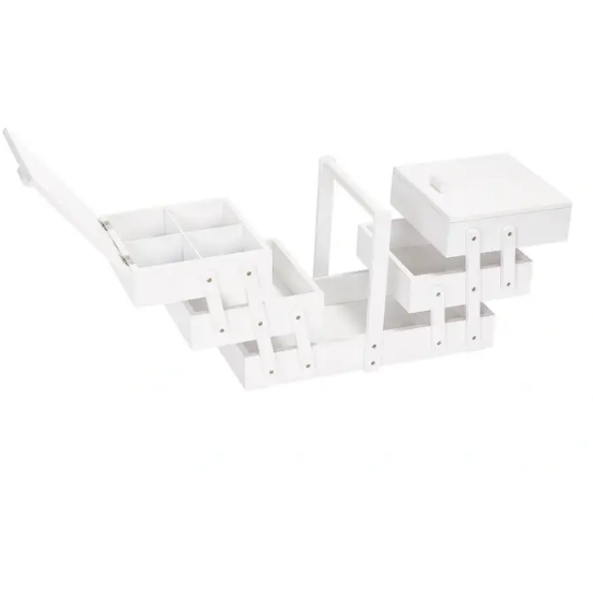 Nähkasten Holz L 45x23x28 cm weiß