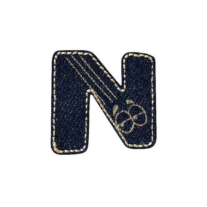 Applikationen - Buchstabe - aufbügelbar Buchstabe N Jeans 5 St