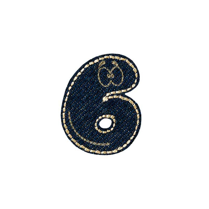 Applikationen - Zahl - aufbügelbar Zahl 6 Jeans 5 St