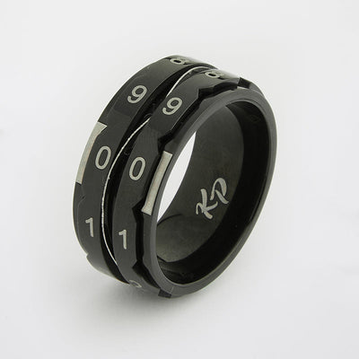 Reihenzähler Ring Black Size Size 9 ( Innendurchmesser 19,0 mm) Black