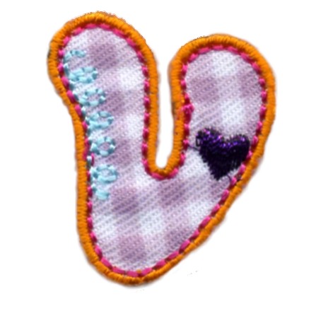 Applikationen - Buchstabe - aufbügelbar Buchstabe V ca. 3,0x3,5 cm farbig 5 St